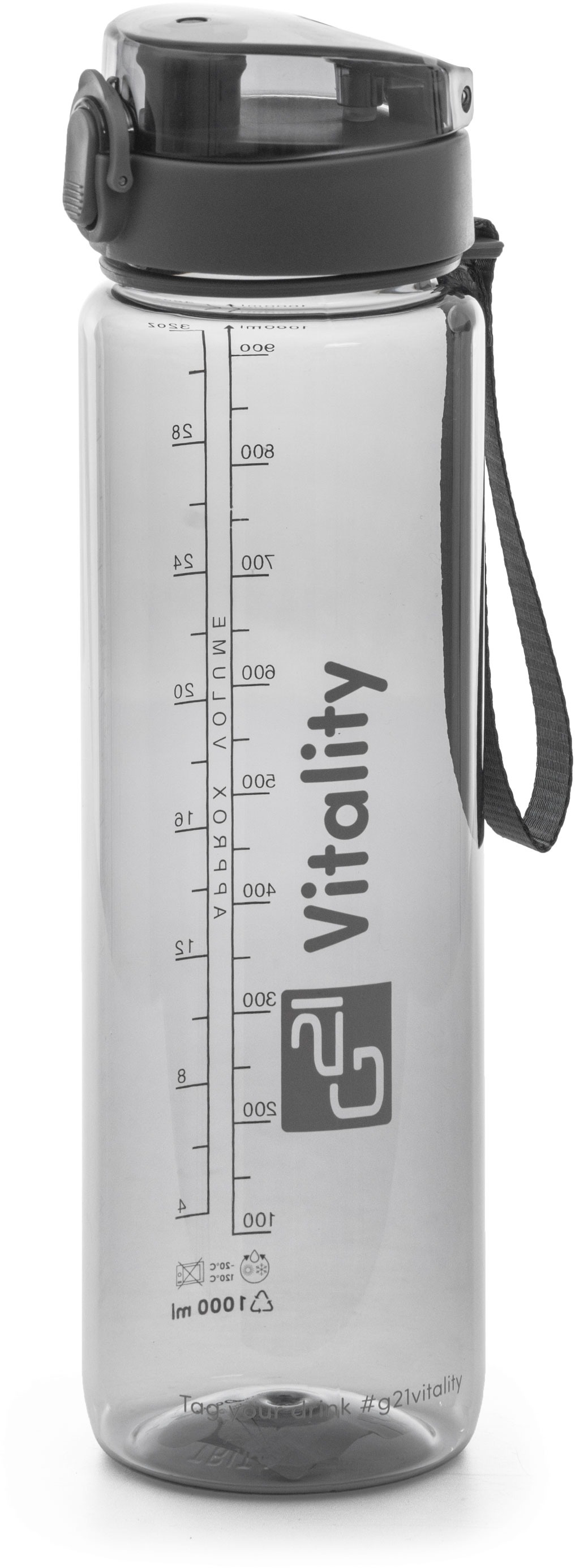 Fľaša G21 na pitie, 1000 ml, sivá
