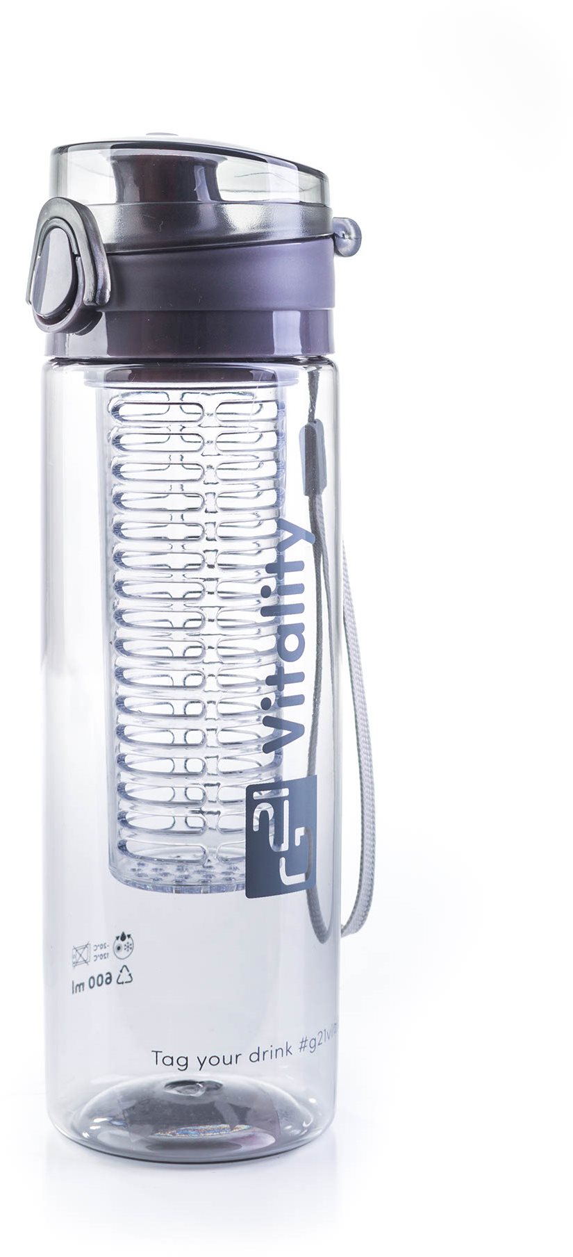 Fľaša G21 na smoothie/juice, 600 ml, sivá