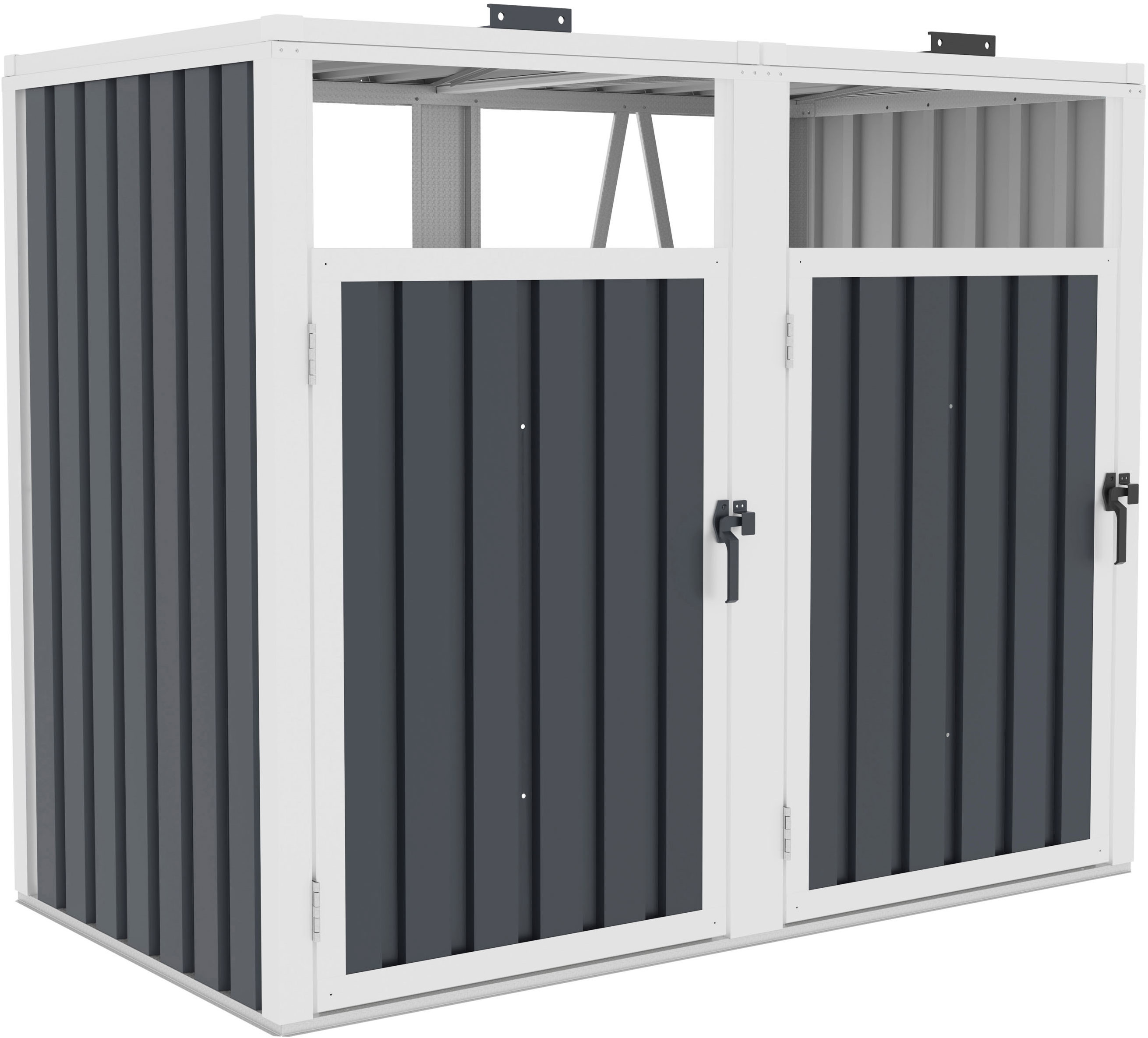 G21 Prístrešok na smetné nádoby 146 × 121 × 82 cm, 2× 240 l, antracitový plechový