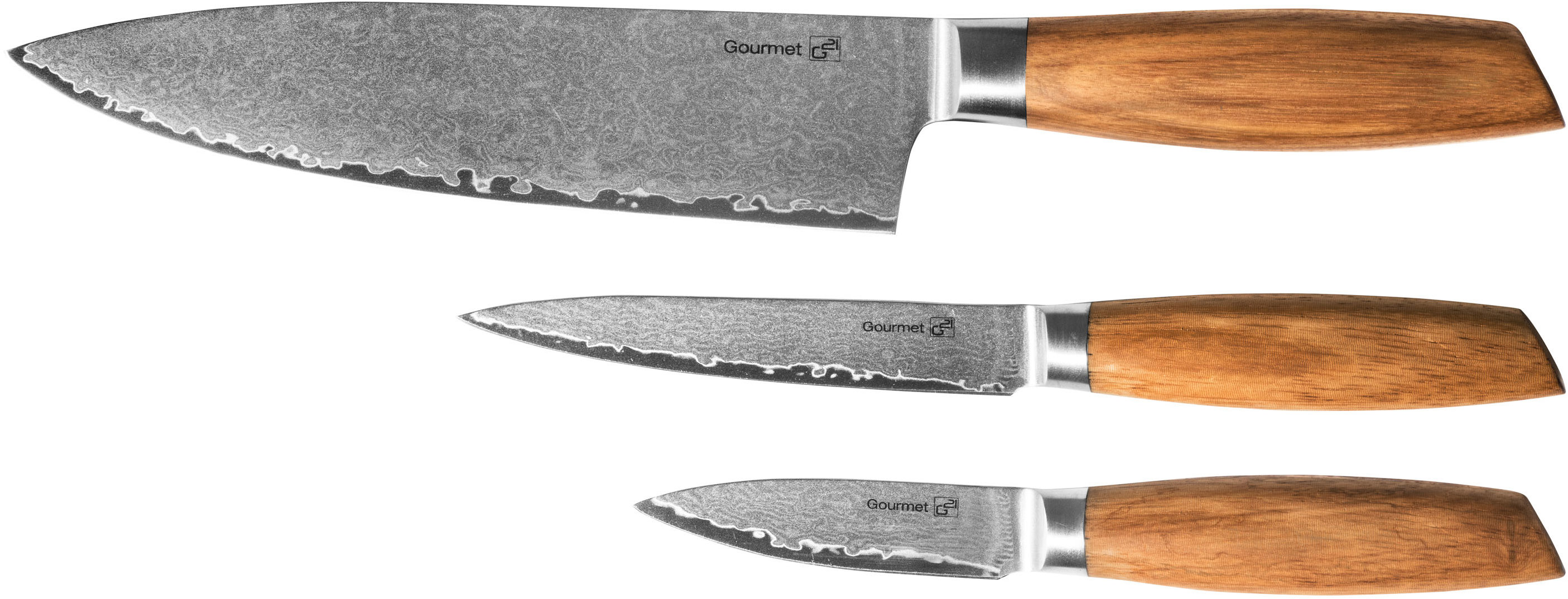 G21 Gourmet Damascus Small box 3 ks rukoväť zebrawood