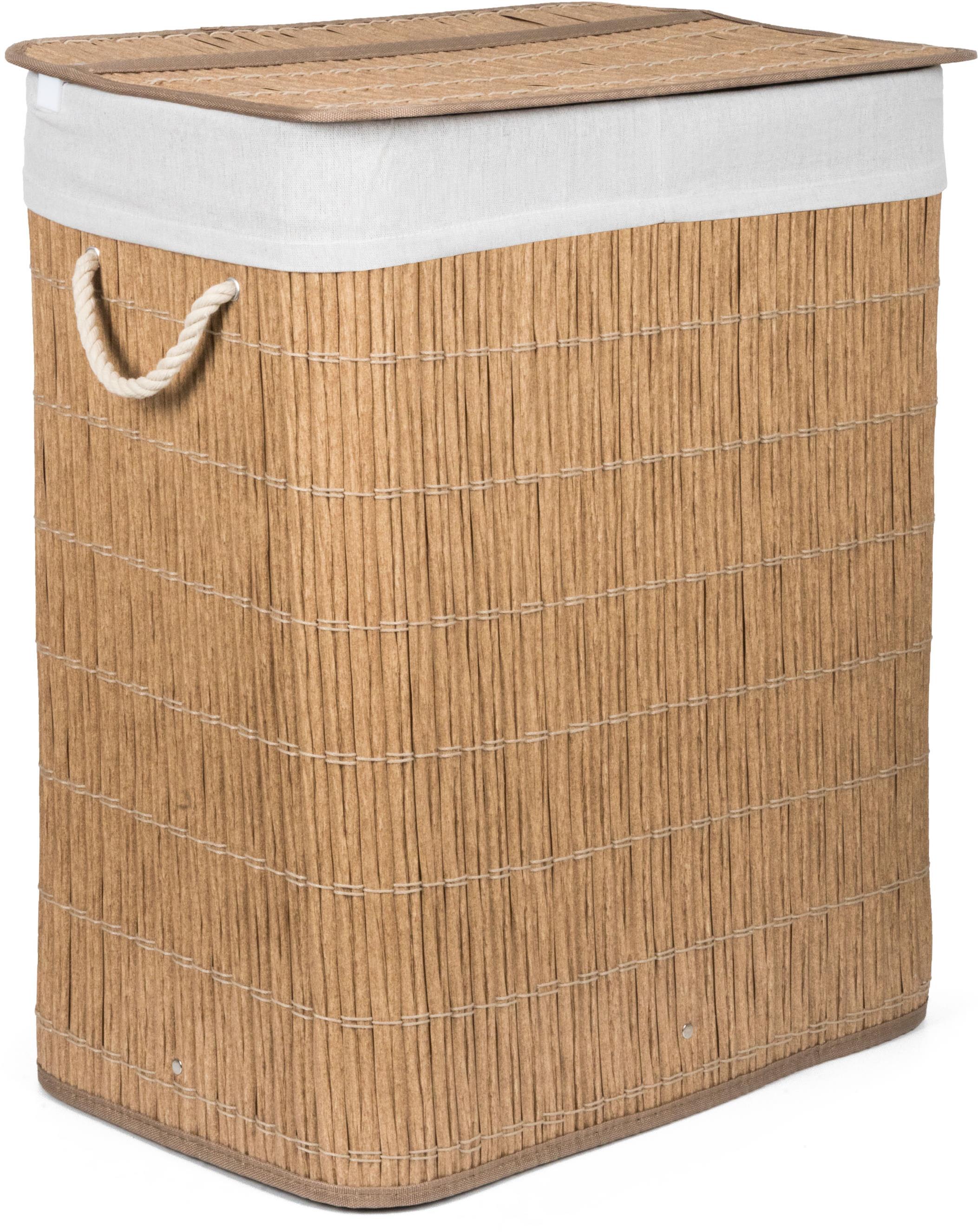 G21 Kôš na bielizeň 105 l s rozdeľovačom, ratanový dizajn s bielym košom