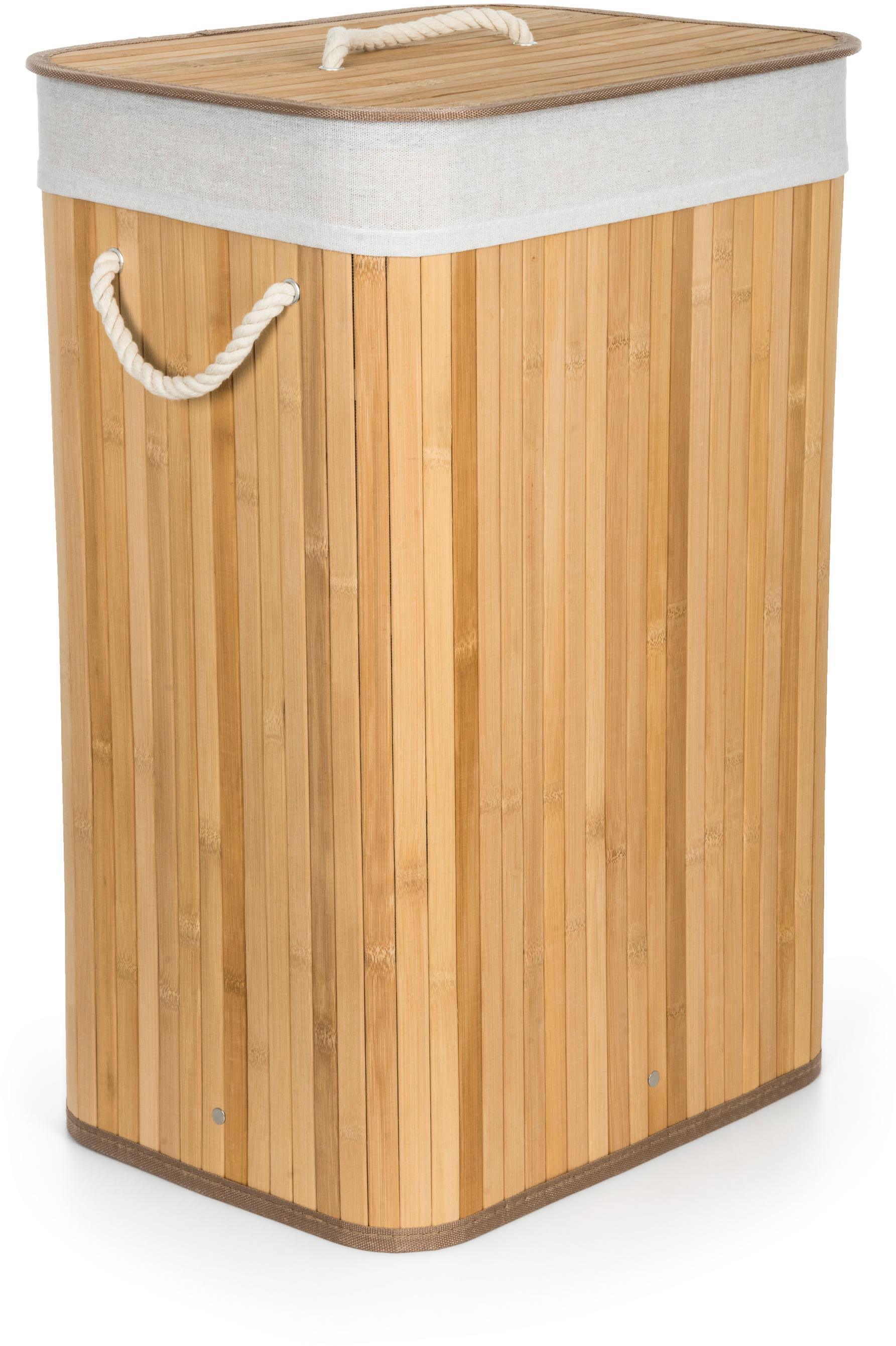 G21 Kôš 40 × 30 × 60 cm 72 l s bielym látkovým košom, bambus