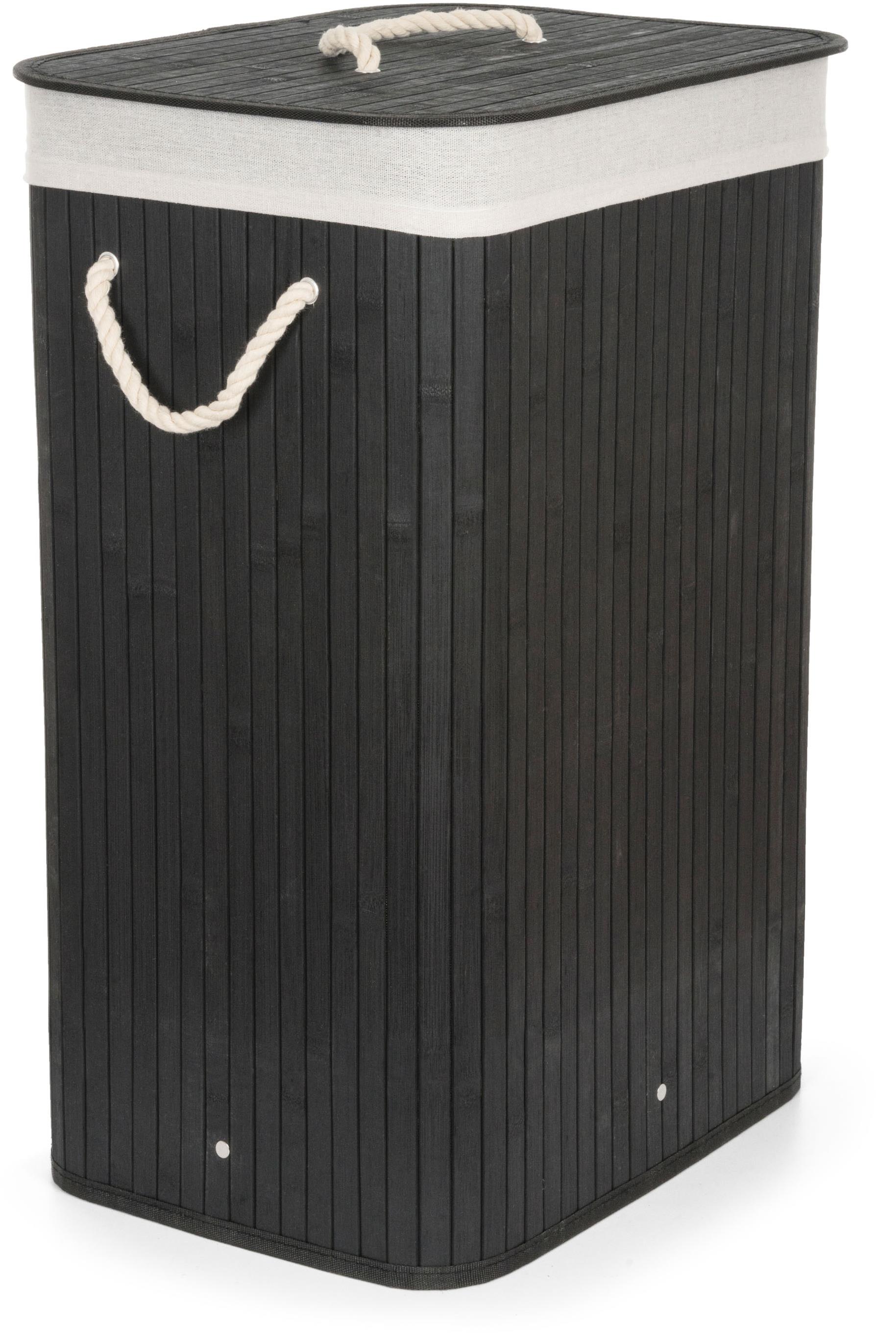 G21 Kôš 40 × 30 × 60 cm 72 l čierny s hnedým látkovým košom, bambus