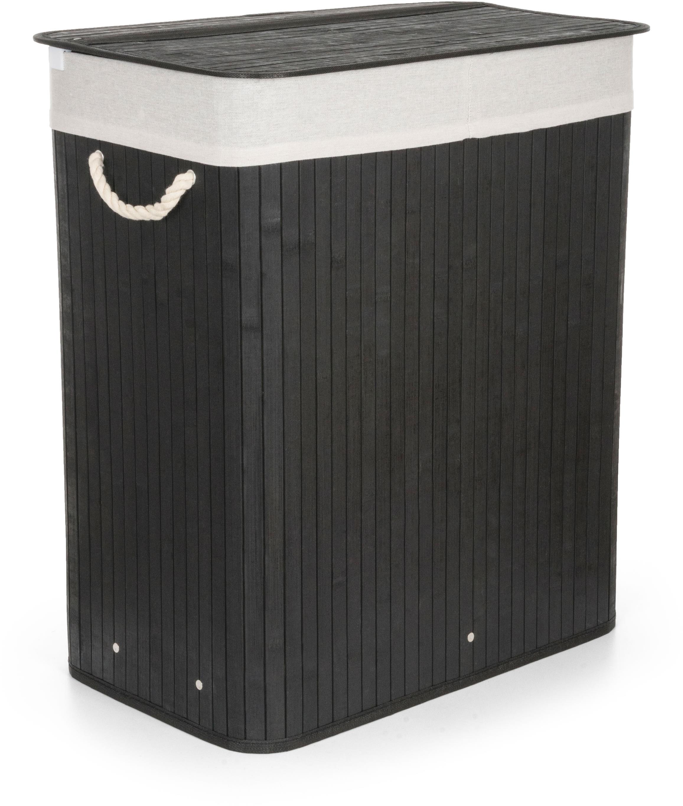 G21 Kôš 52 × 32 × 63 cm 105 l čierny s bielym látkovým košom, bambus