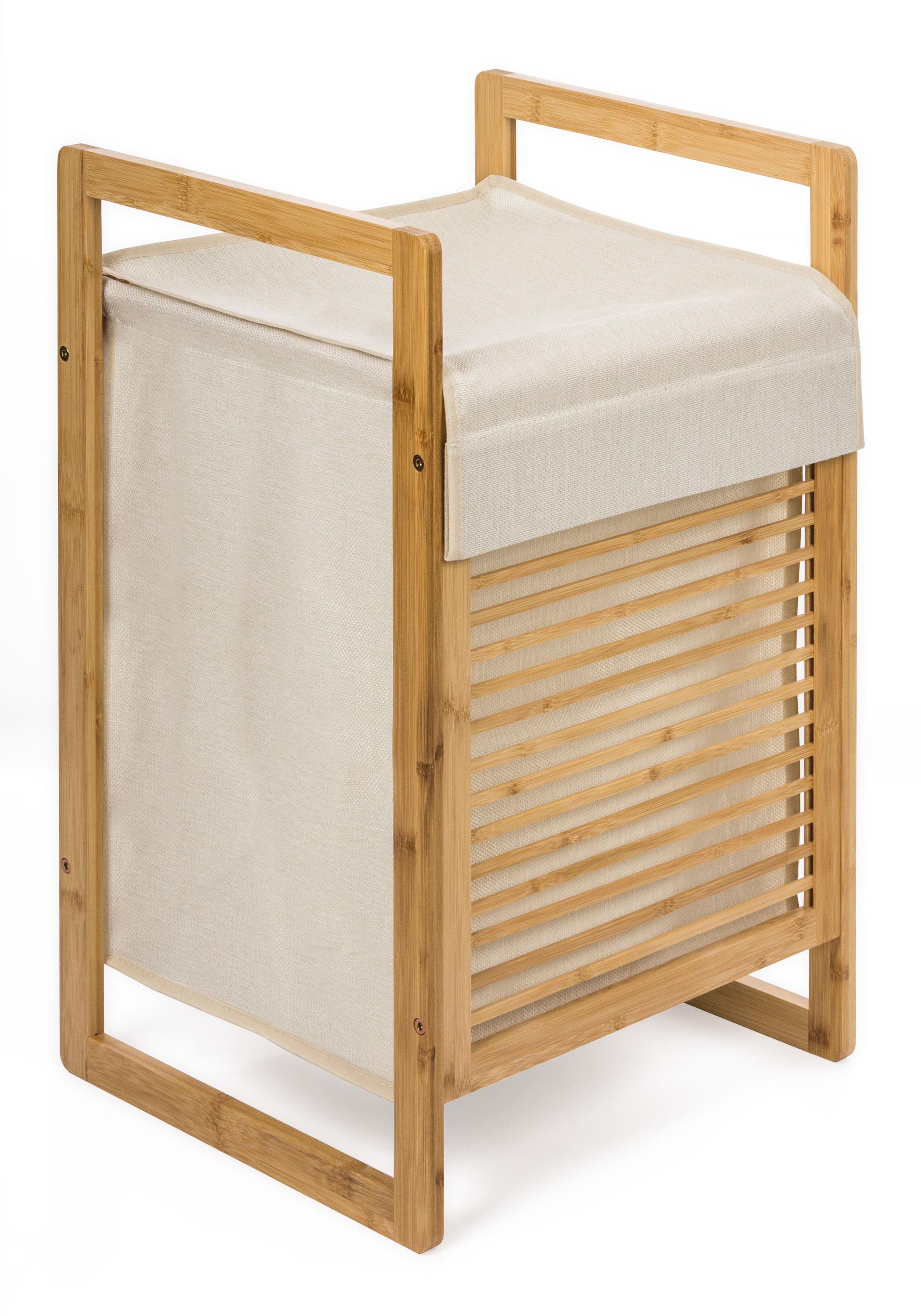 G21 Kôš 40,5 × 35 × 63 cm s látkovou vložkou s vekom 55 l, bambus