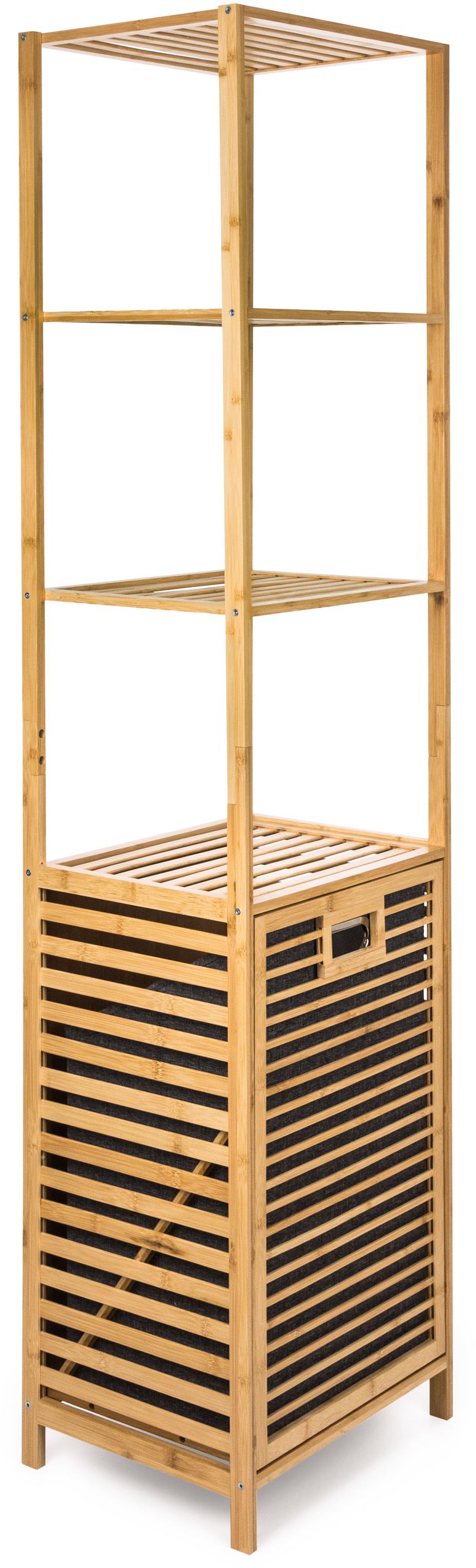 G21 Kôš 40,5 × 33 × 160 cm so 4 policami s látkovou vložkou 30 l, bambus