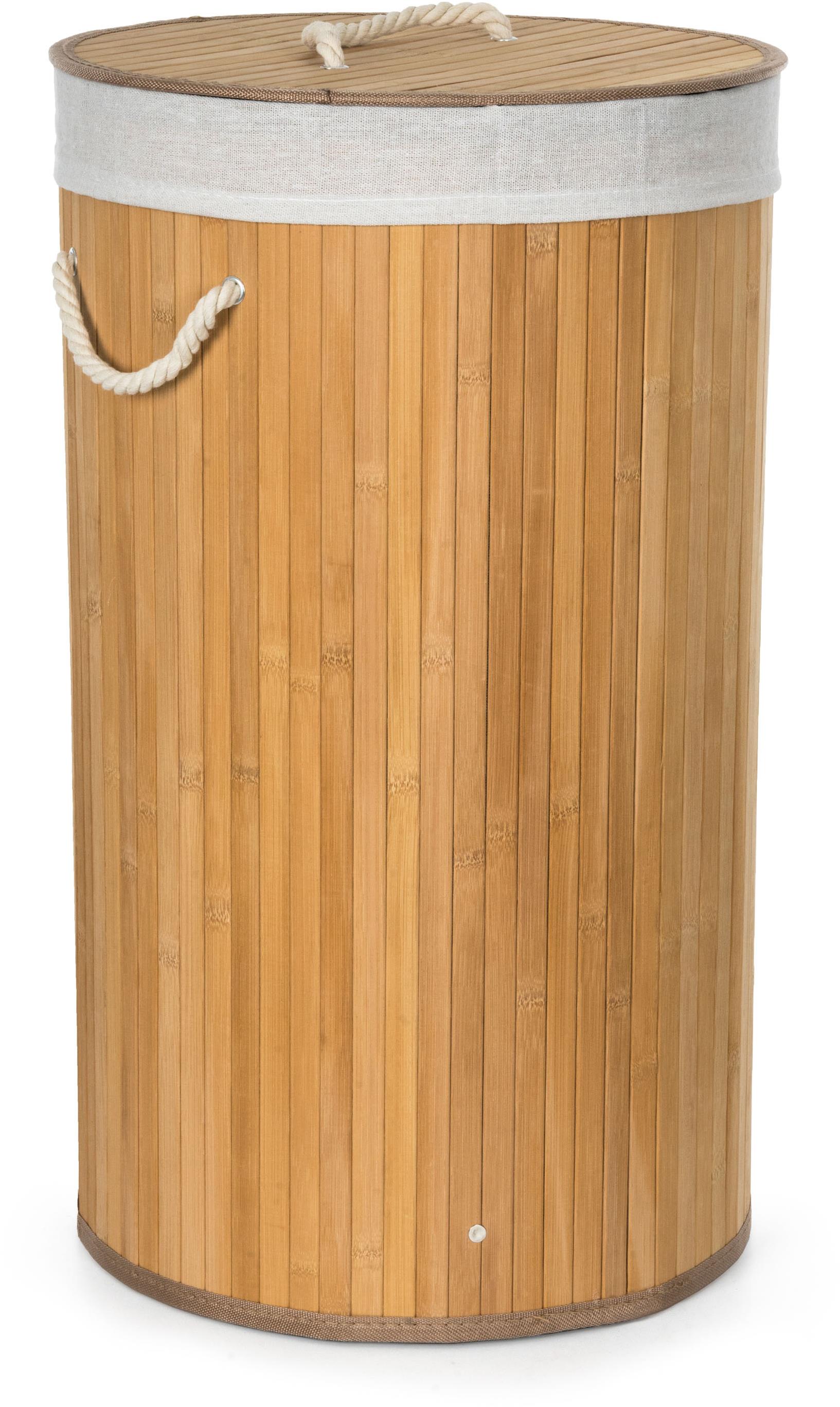 G21 Kôš 35 × 60 cm okrúhly s bielym látkovým košom 55 l, bambus