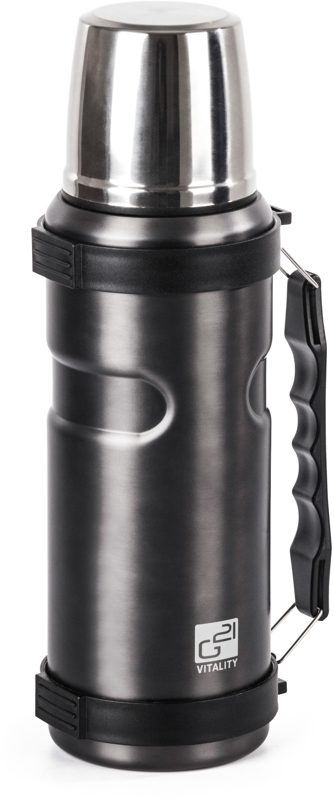 G21 Termofľaša na pitie, 1000 ml, oceľovo sivá s rukoväťou