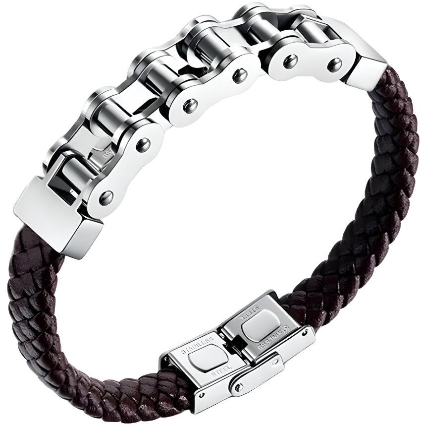 Gaira Kožený náramok Chain 30294-22 hnedý