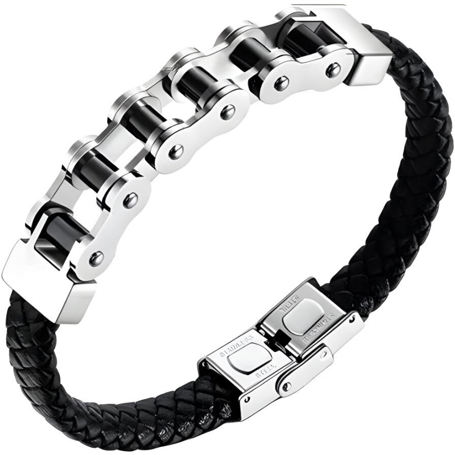 Gaira Kožený náramok Chain 30294-10 čierny