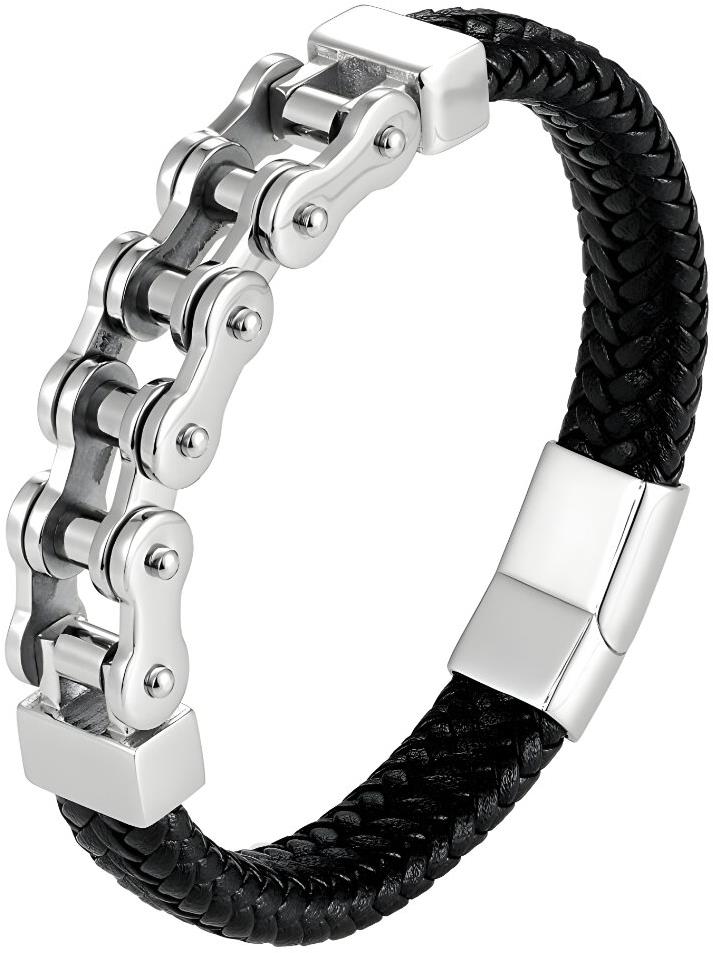 Gaira Kožený náramok Chain 30294-22 čierny