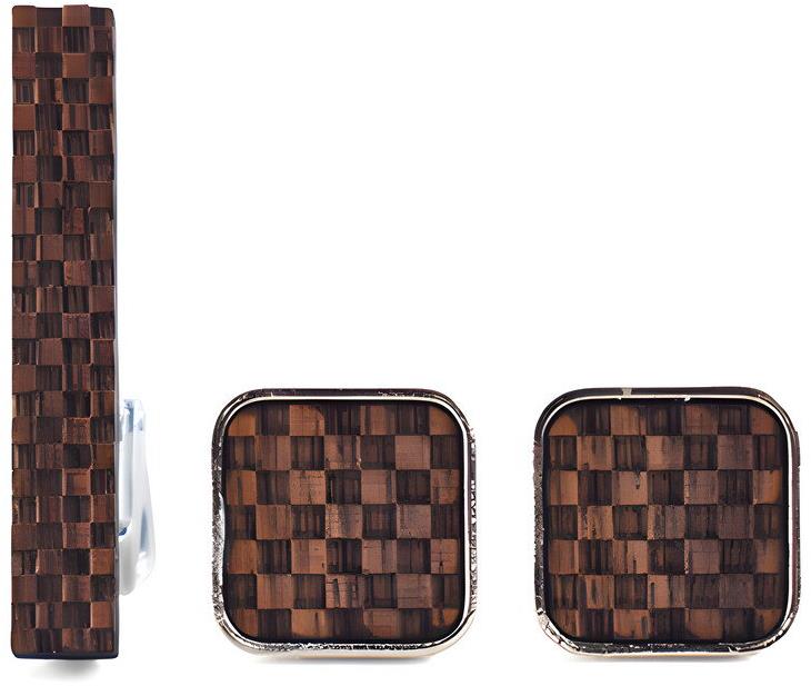 Gaira Drevené manžetové gombíky a spona na kravatu 709125