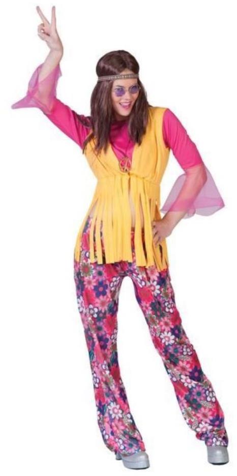 Funny Fashion Dámsky kostým Hipisáčka – Hipipes – 60. roky, veľkosť M (38 – 40)