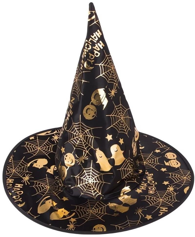 Verk Detský čarodejnícky klobúk Halloween čiernozlatý