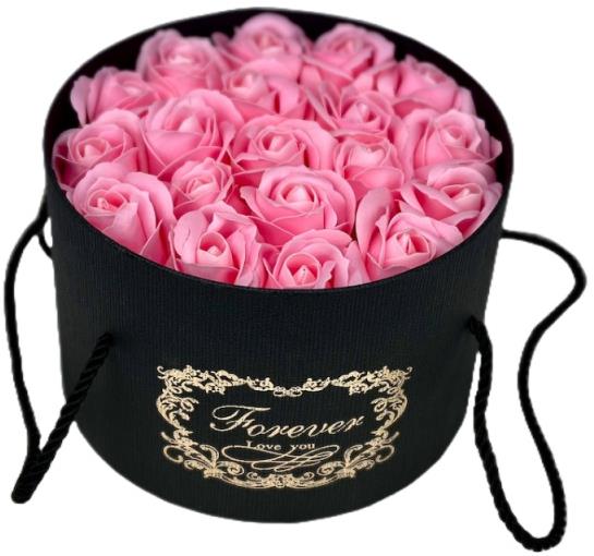 Medvídárek box z mydlových ruží, ružový