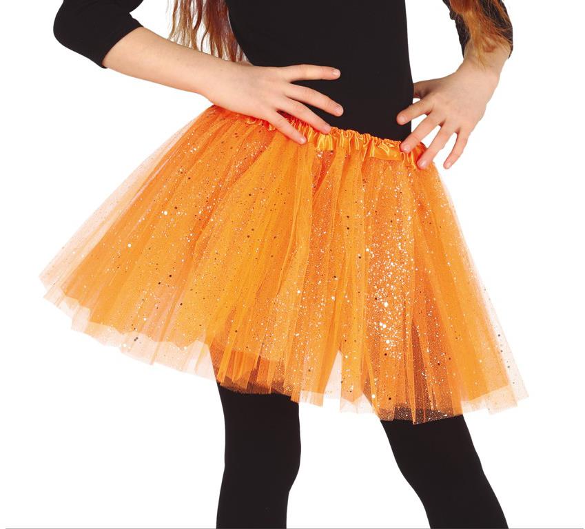 Guirca Detská tylová tutu sukňa s flitrami 30 cm, oranžová