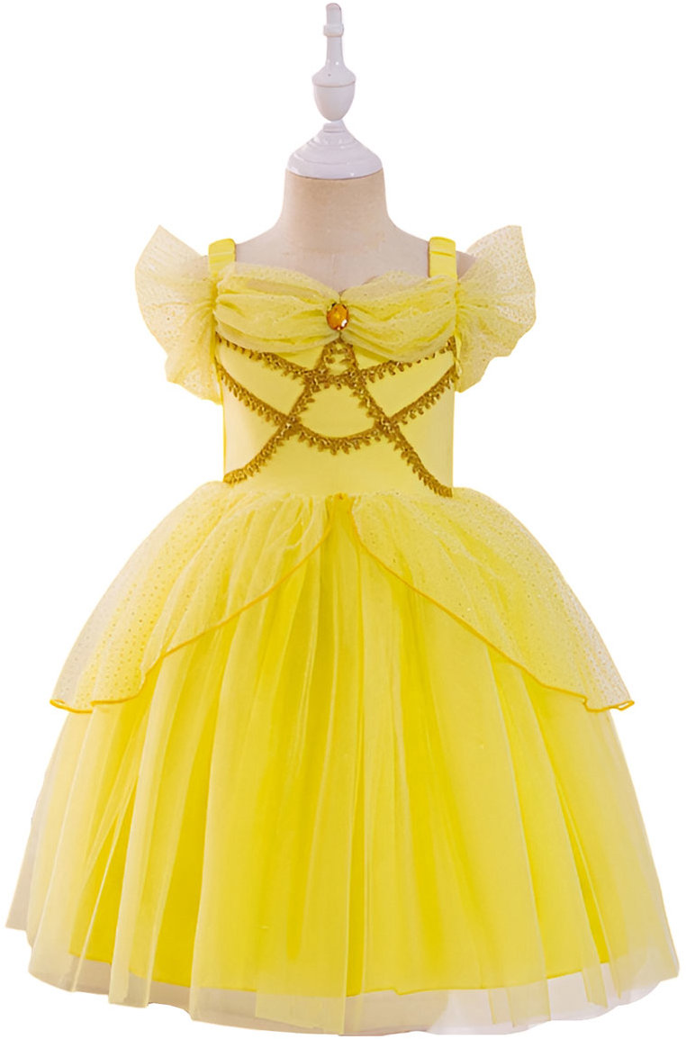 Princess Rozprávkové šaty s výšivkou žlté veľ. 116 – Princezná