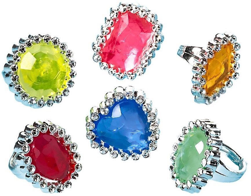 Amscan Plastové prstýnky - princezna - mix - 2,3 × 1,7 cm - 18 ks