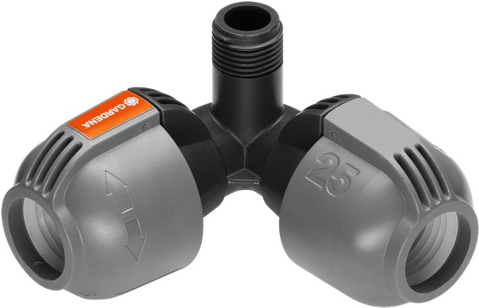 GARDENA L-kus 25 mm – vonkajší závit 1/2", s rohovou prípojkou zadažďovača