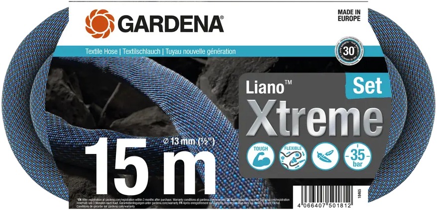 GARDENA Hadica textilná Liano™ Xtreme 13 mm, 15 m – súprava
