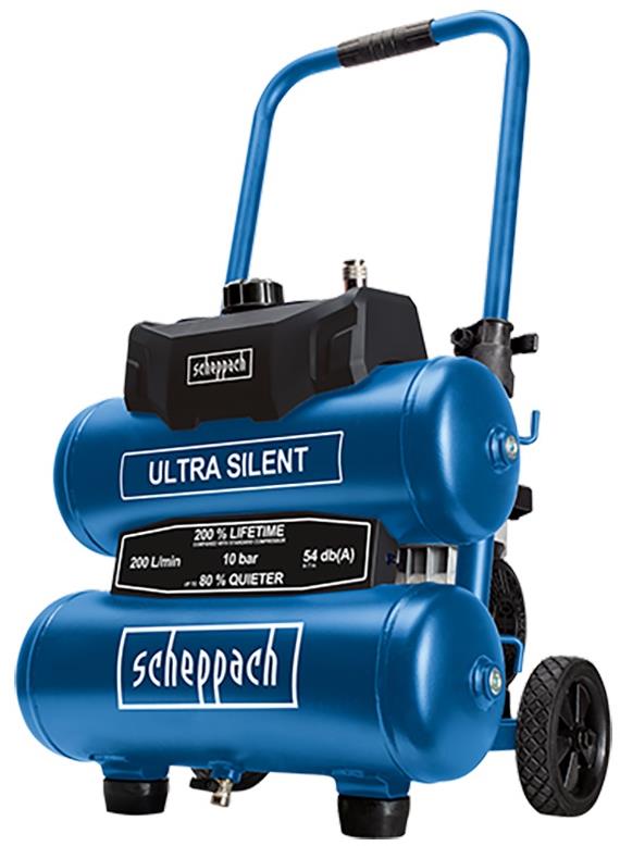 SCHEPPACH Kompresor so vzdušníkom 20 l, bezolejový dvojvalcový tichý HC 20 Si Twin ultra