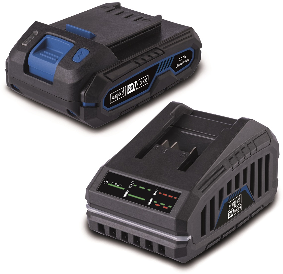 SCHEPPACH Set nabíjačky a batérie 2 Ah, 20 V IXES SBSK2.0