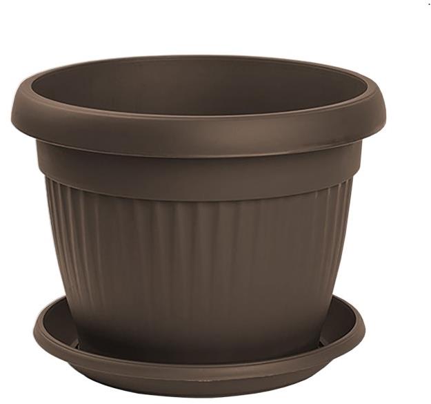 GARDINO Kvetináč MEDITERAN, priemer 30 cm s podmiskou, hnedý