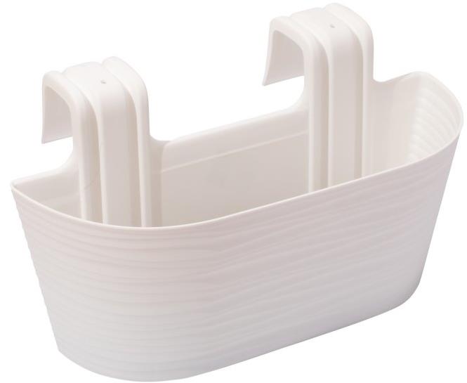 GARDINO Truhlík na zábradlie FINESA, 44 × 15 cm, vysoký 24,5 cm, biely