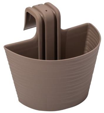 GARDINO Truhlík na zábradlie FINESA, 27 × 15 cm, vysoký 24,5 cm, mocca