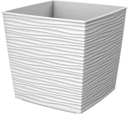 GARDINO Kvetináč FINESA, 30 × 30 cm, vysoký 29 cm, biely