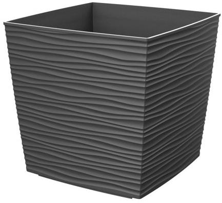 GARDINO Kvetináč FINESA, 25 × 25 cm, vysoký 23 cm, antracit