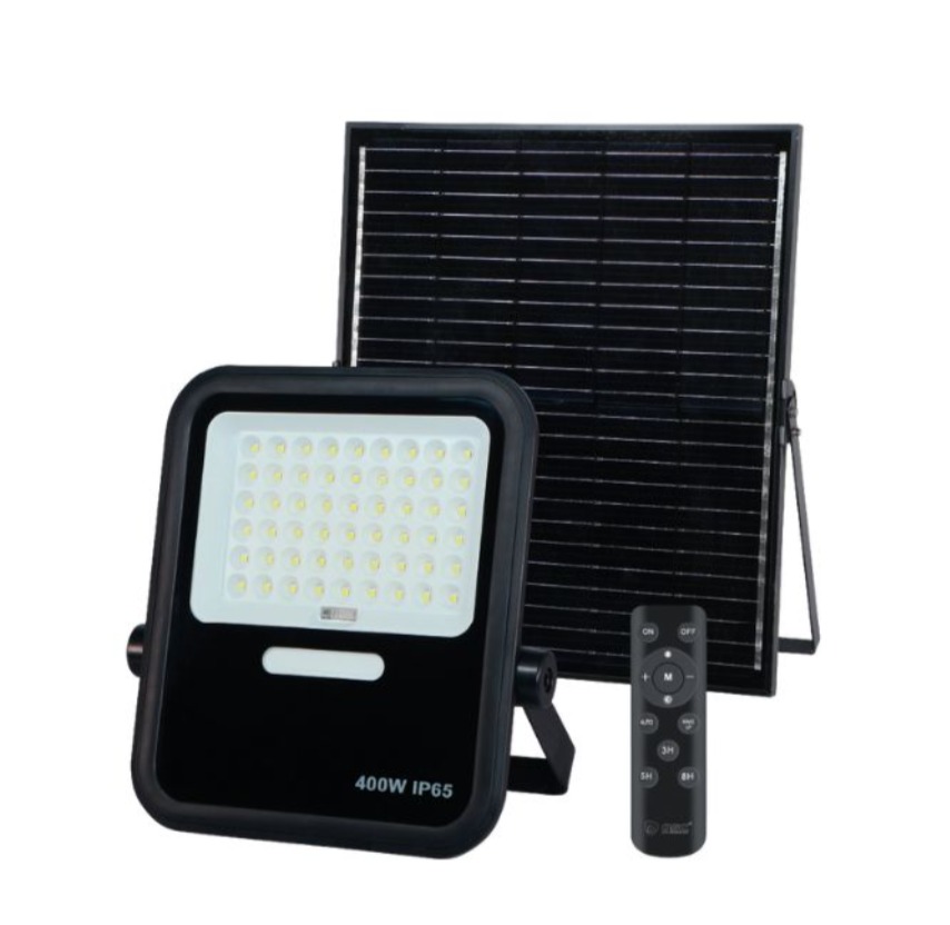 Garsaco Vonkajší solárny LED reflektor 400 W, 3000 lm, studená biela, samostatný solárny panel, DO