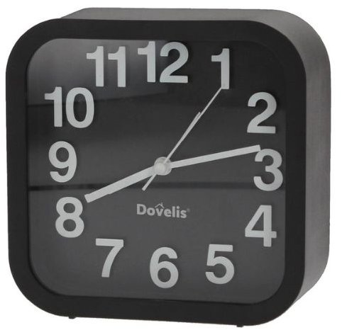 Garsaco Dovelis Veľký analógový budík, 13 cm, veľké číslice, čierny