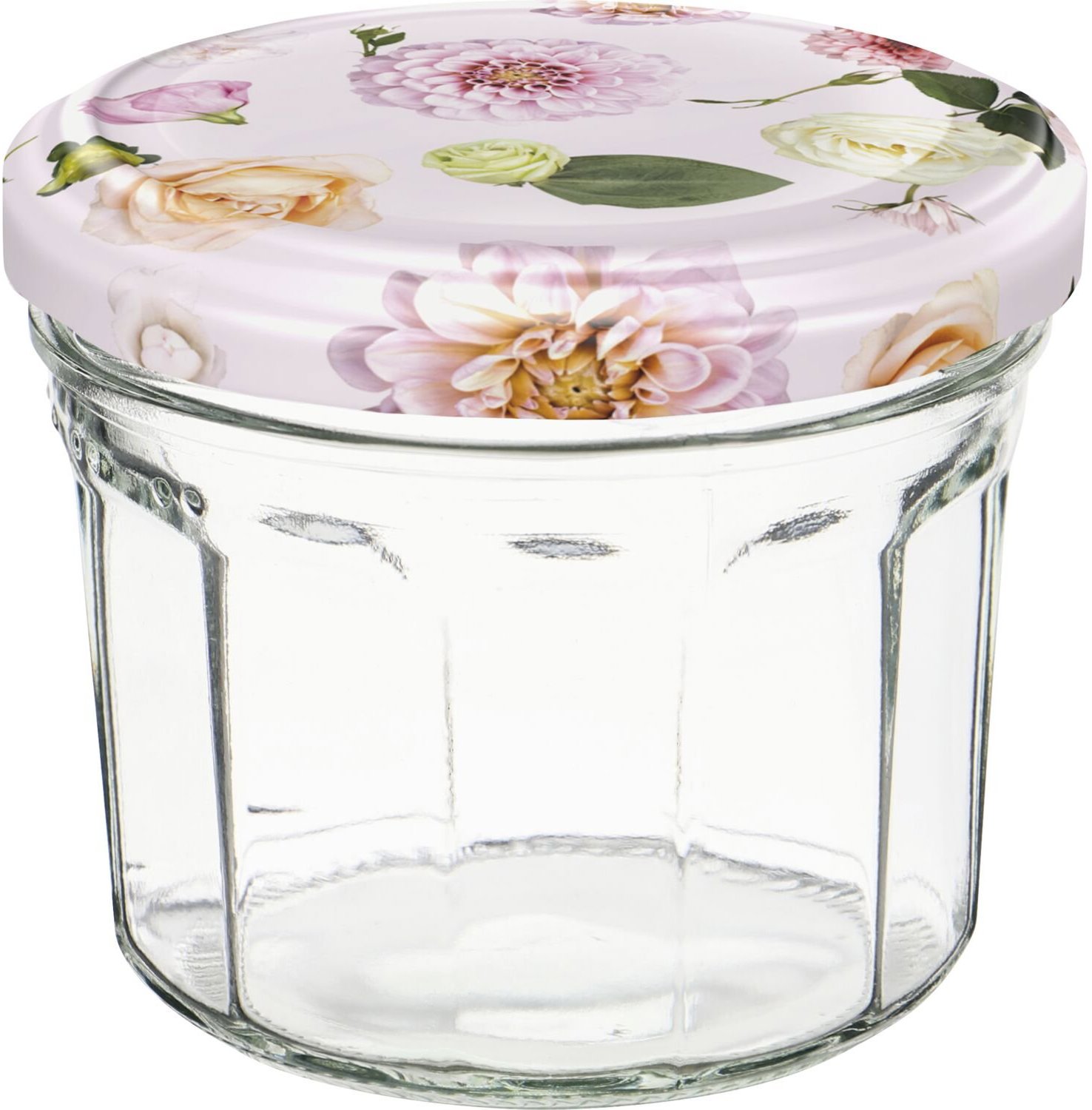 Gastro Zavařovací sklenice 240 ml, růžová, víčko šroubovací Springflower, 12 ks