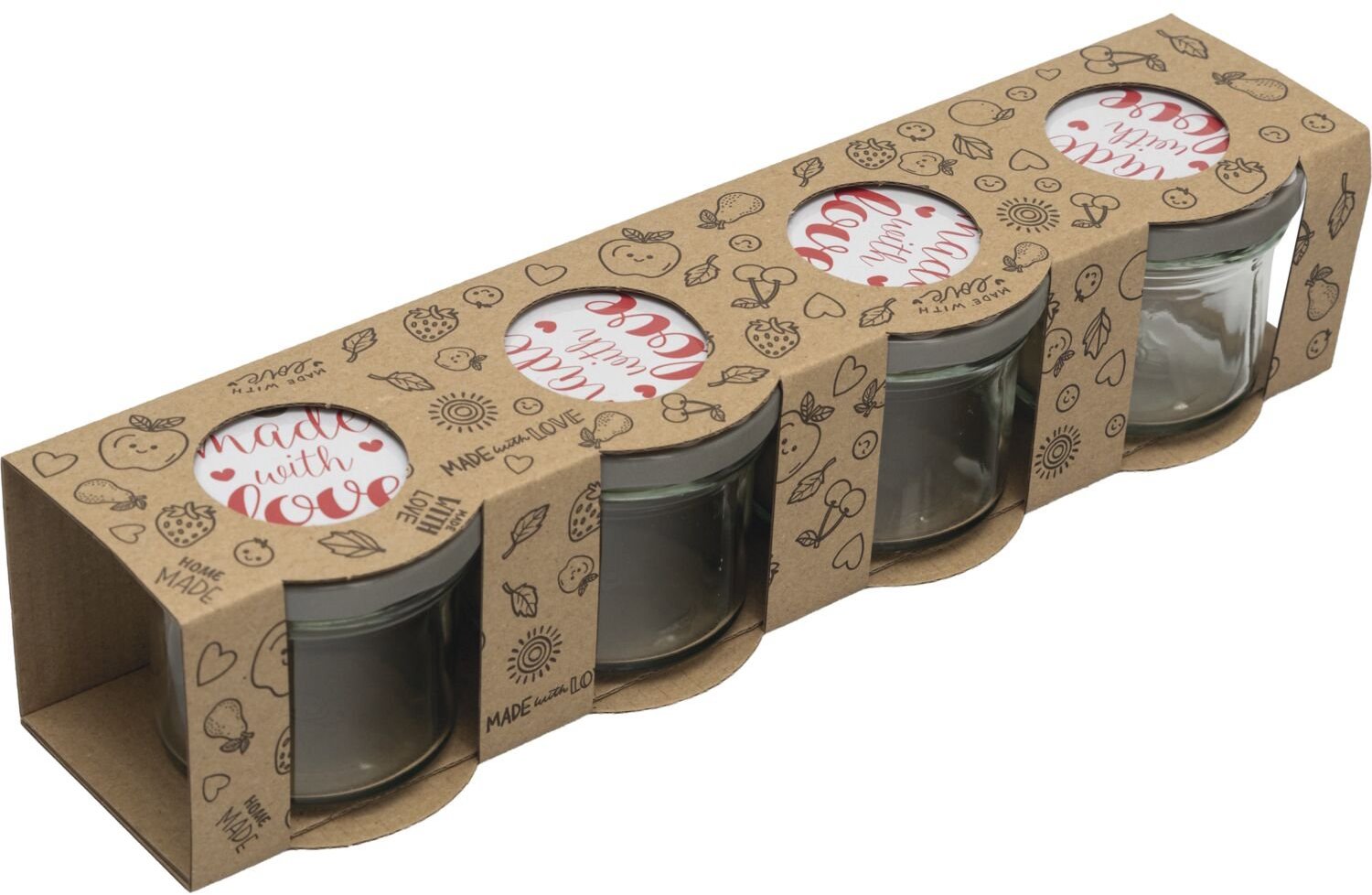 Gastro Zavařovací sklenice 125 ml, víčko šroubovací Vyrobeno s láskou, sada 4 ks