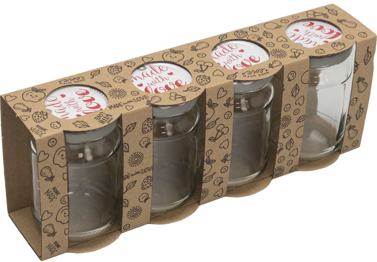 Gastro Zavařovací sklenice 135 ml, víčko šroubovací Vyrobeno s láskou, sada 4 ks