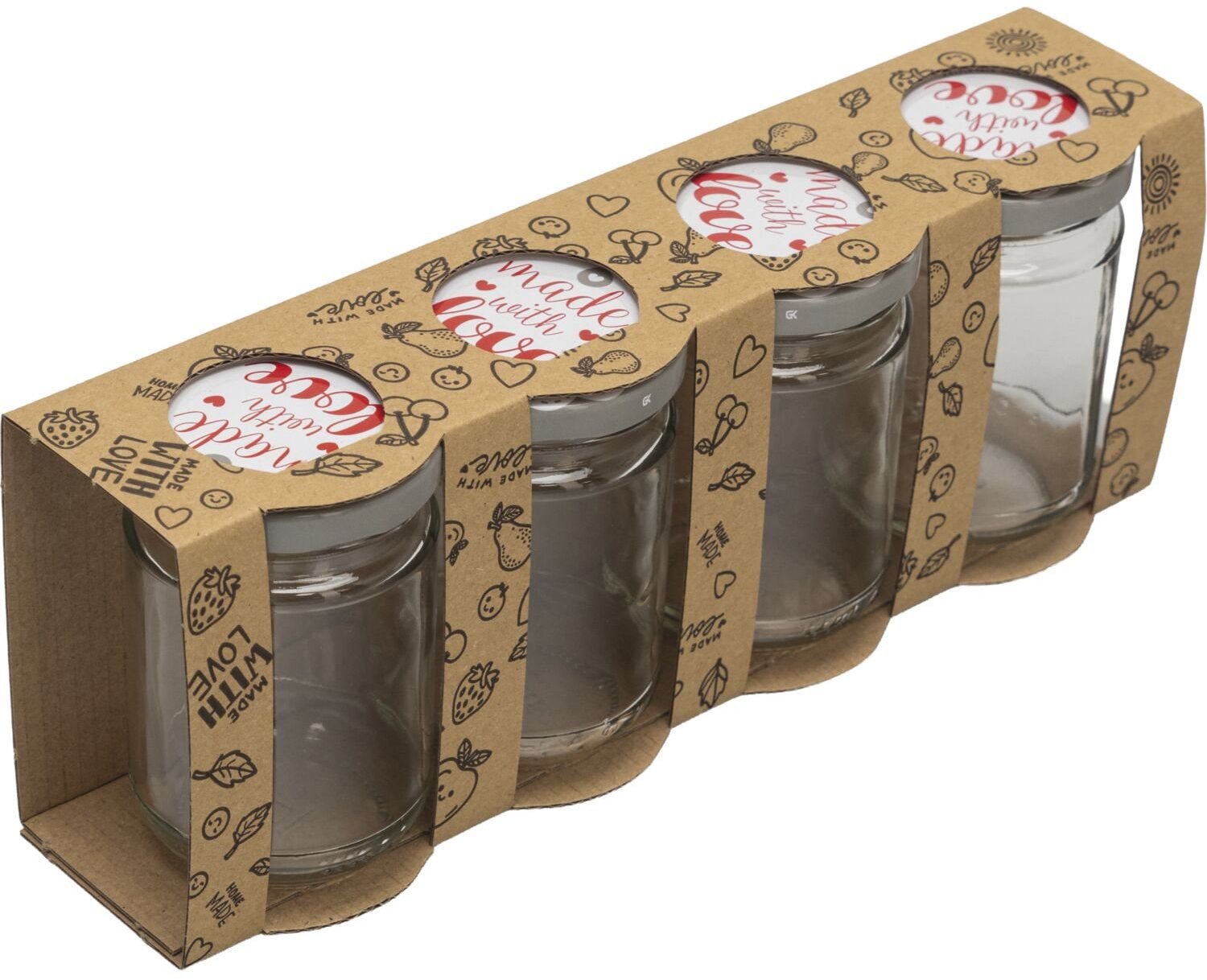 Gastro Zavařovací sklenice 190 ml, víčko šroubovací Vyrobeno s láskou, sada 4 ks