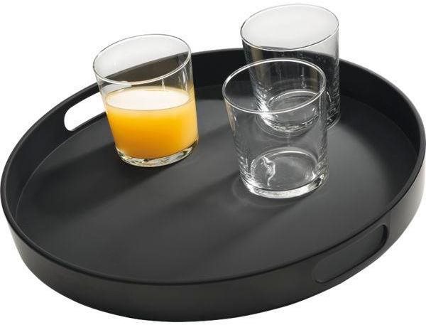 APS Tácka podnos melamín 35,5 cm, okrúhla, čierna, vysoký okraj