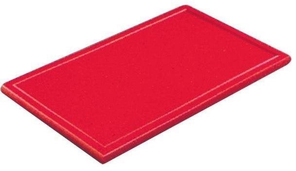 Gastro Doštička na krájanie plastová 32,5 × 26,5 × 2 cm GN 1/2, s drážkou, červená