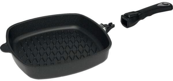 AMT Gastroguss Liatinová panvica BBQ 28 × 28 cm, vhodná na indukciu, s odnímateľnou rukoväťou