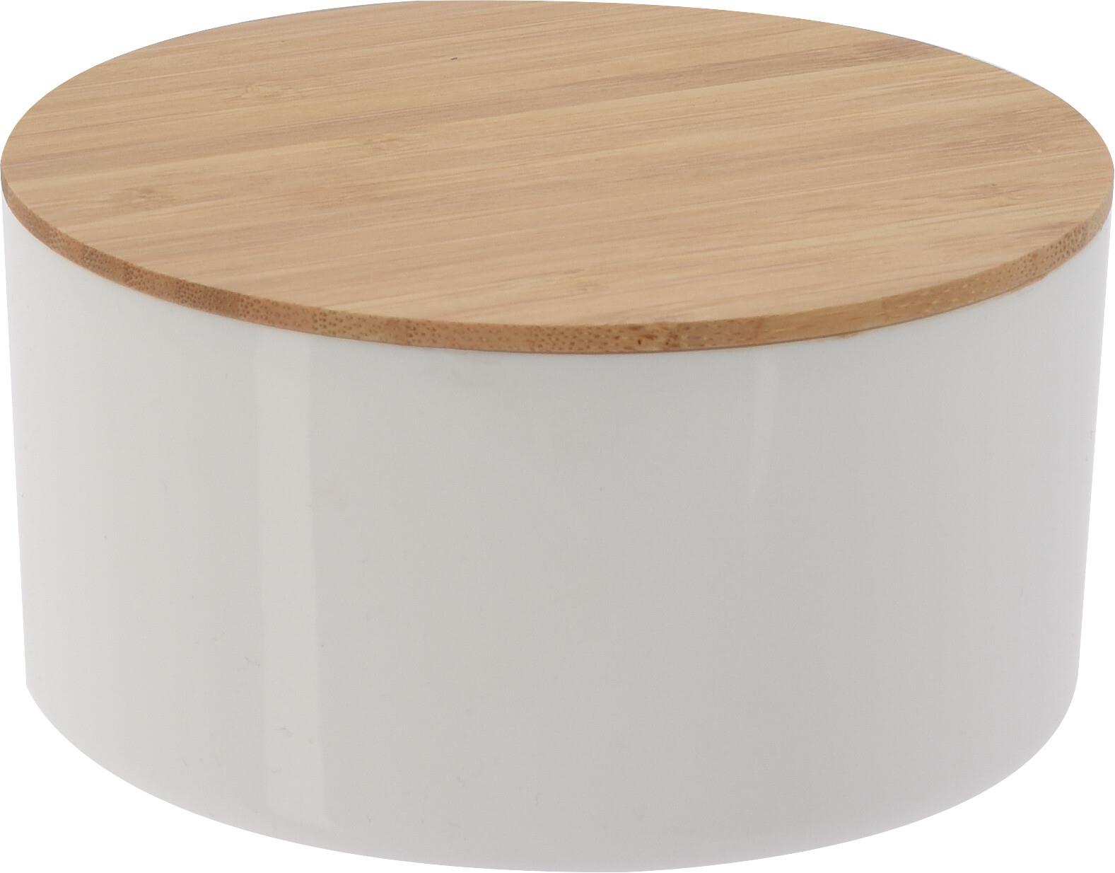 H&L Organizér na kozmetiku s bambusovým vekom a zrkadlom, okrúhly