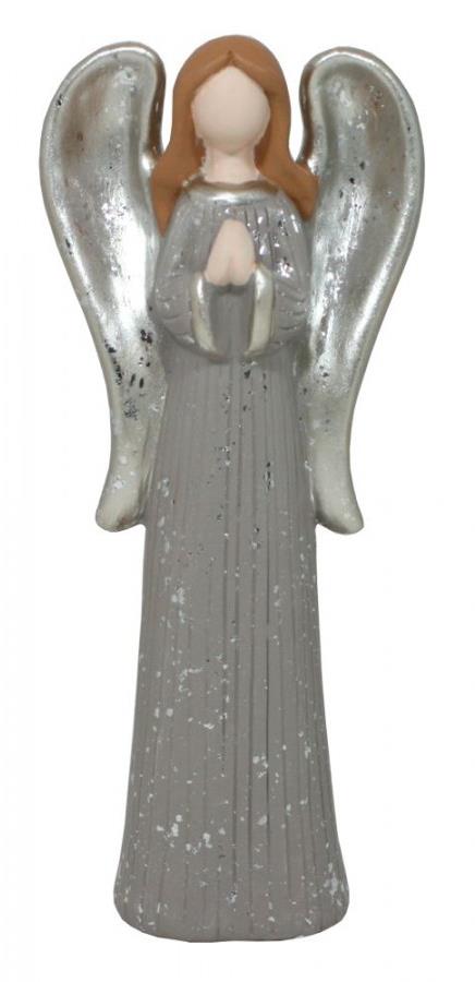 GOBA Vianočná dekorácia – keramický anjel, krémový, 23 cm