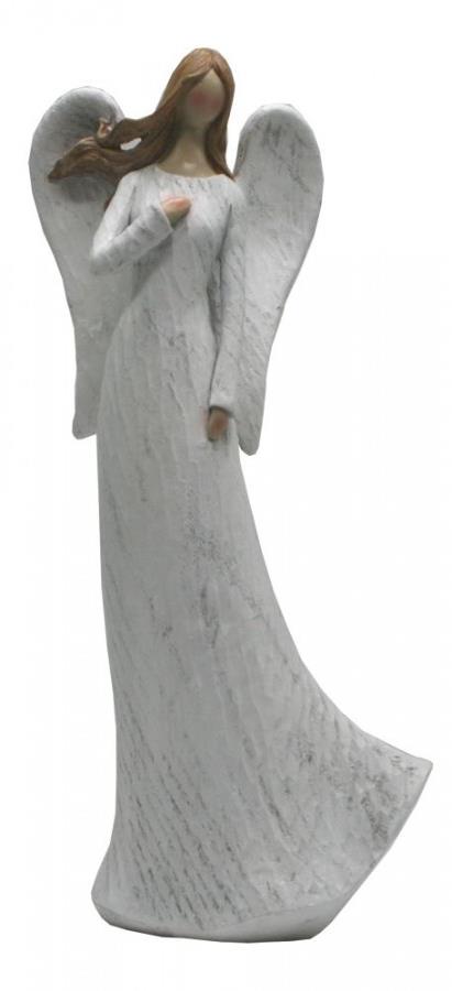 GOBA Vianočné dekorácia – keramický anjel, biely, 30 cm