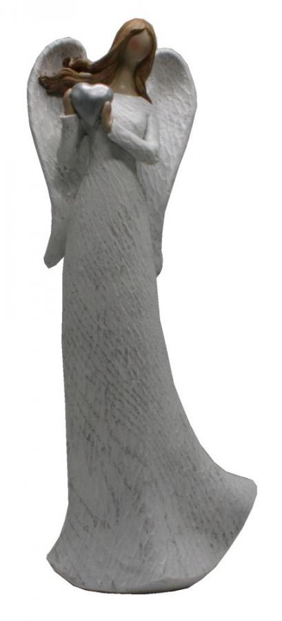 GOBA Vianočná dekorácia – keramický anjel, biely, 38 cm