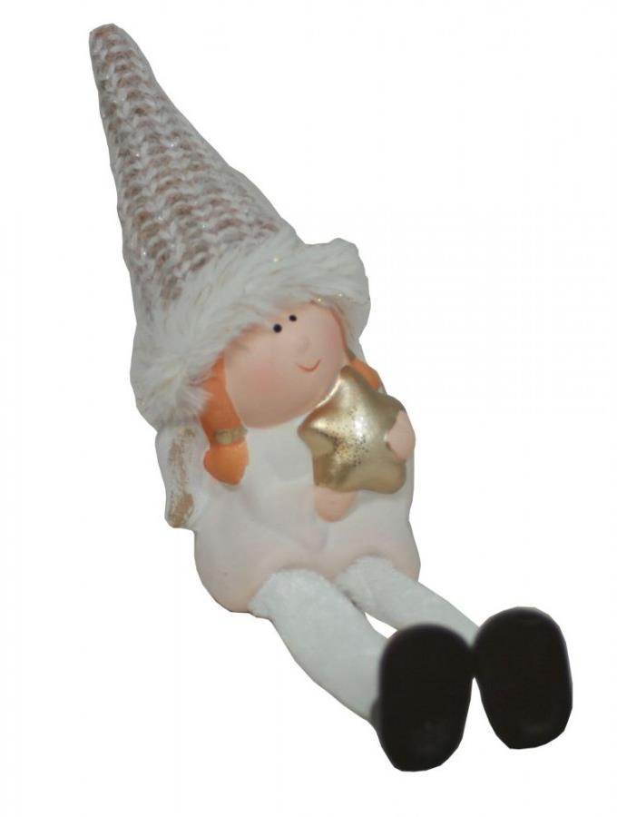 GOBA Vianočná dekorácia – keramický anjel, sediaci 24 cm