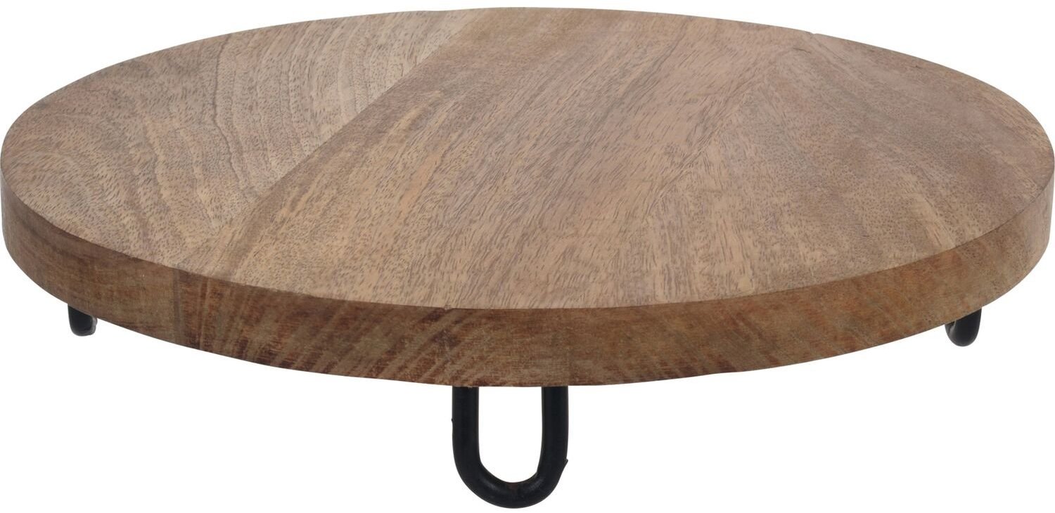 Servírovacia doska na nôžke, mangové drevo, priemer 29 cm, výška 6 cm