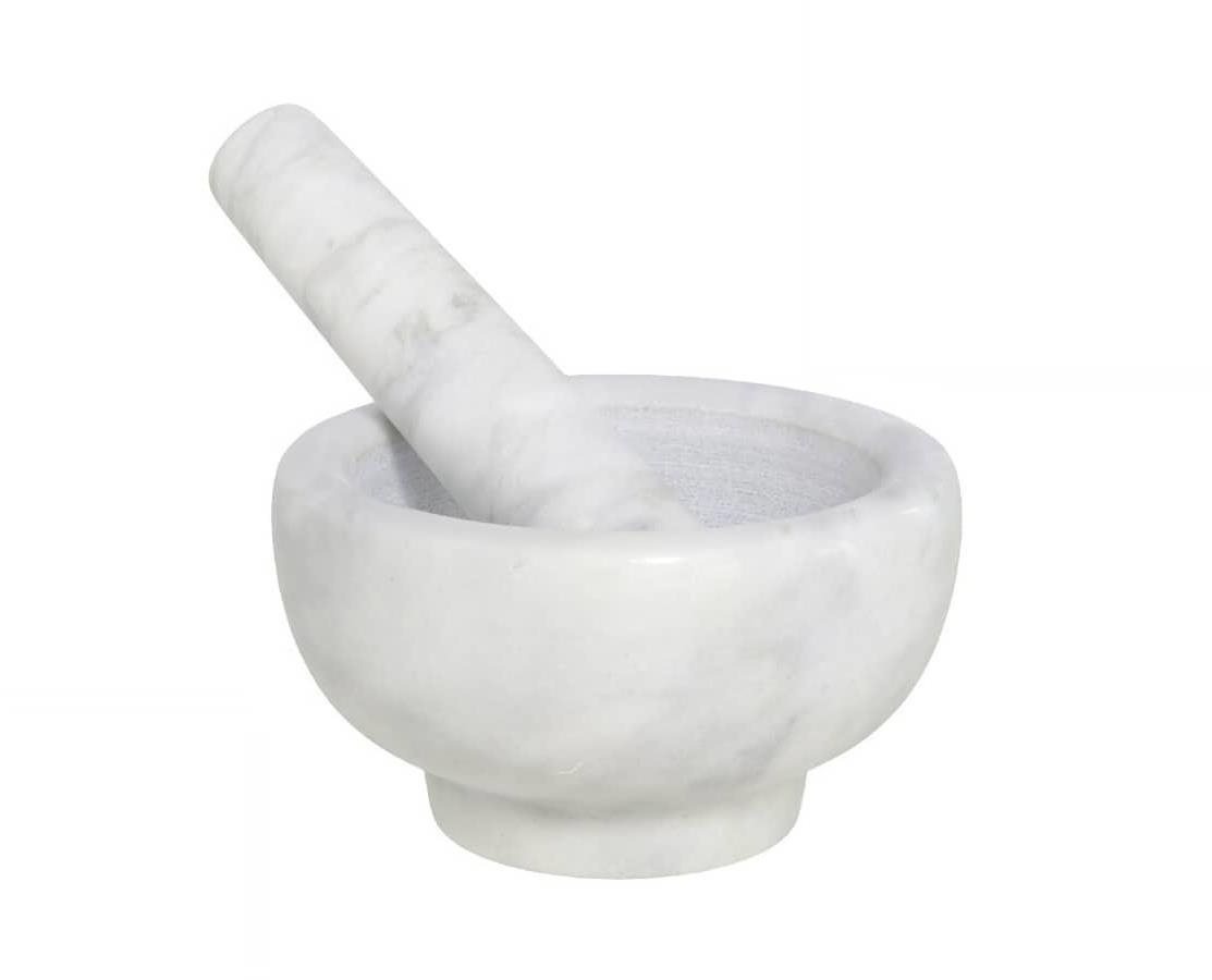 GERIMPORT Mažiar s tĺčikom 12 cm, biely mramor