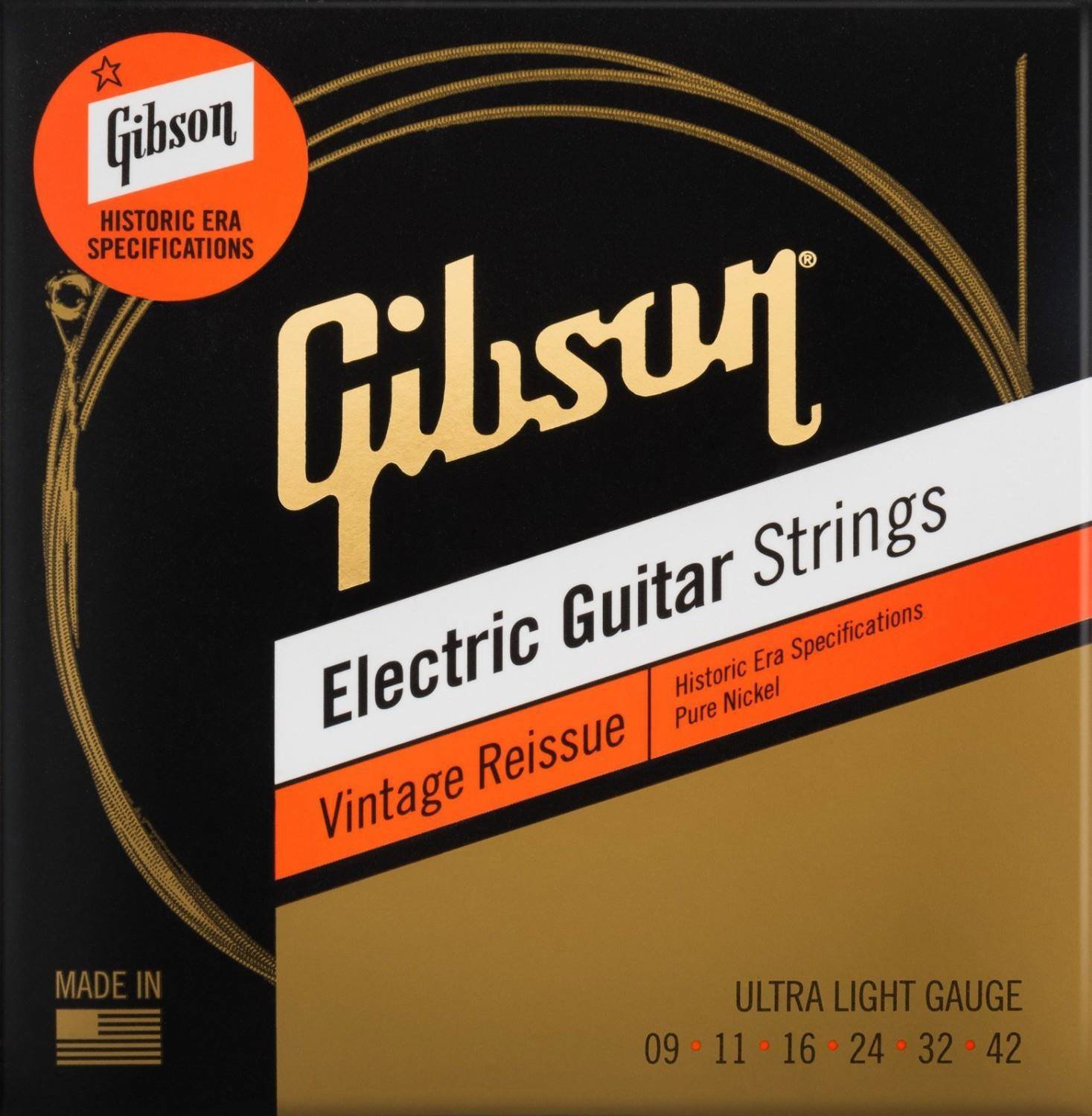 Gibson SEG-HVR9 Vintage Reissue Electric Guitar Strings 9-42 Ultra-Light