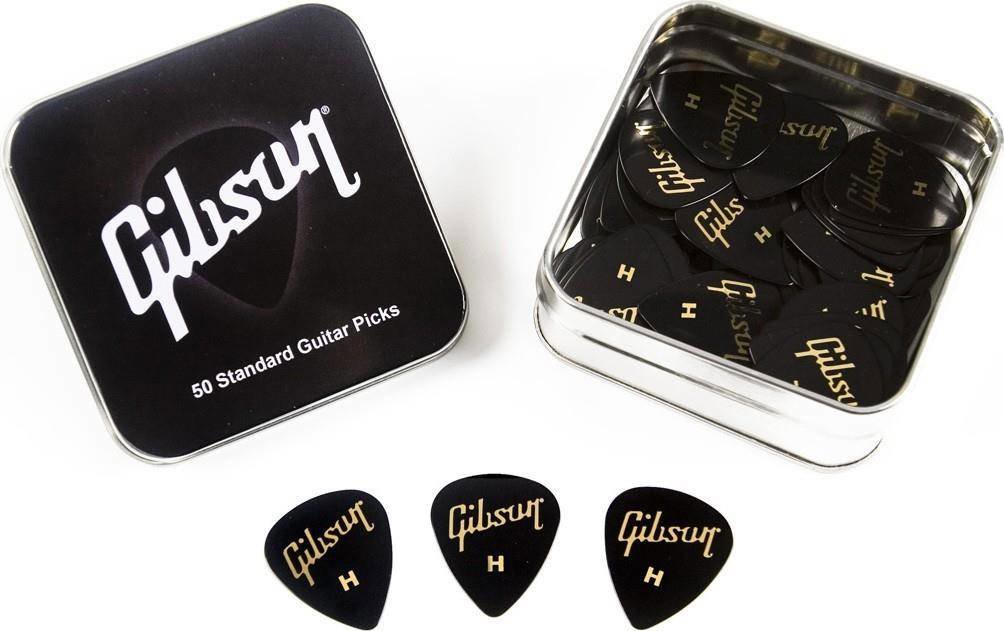 Gibson APRGG50-74H Standard Style Heavy Guitar Picks, Metal Tin, 50 ks v balení