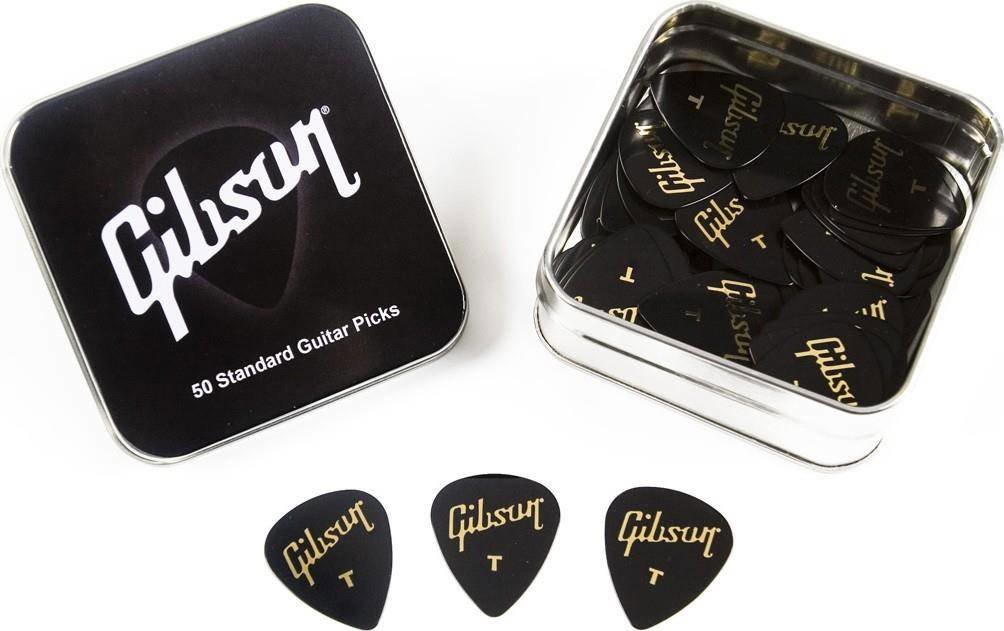 Gibson APRGG50-74T Standard Style Thin Guitar Picks, Metal Tin, 50 ks v balení